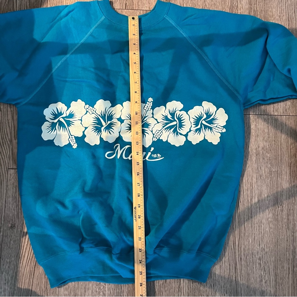 Vintage Hanes Maui Sweatshirt 80s Hibiscus Flower Pullover - Picture 7 of 8